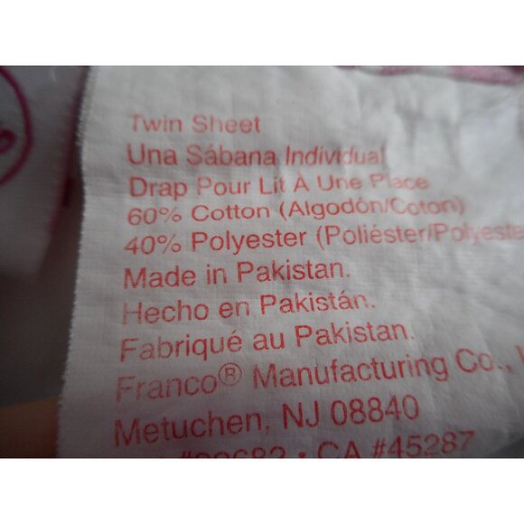 Disney PrincessTwin flat Sheet Tropical Colorful Floral on White Cotton Blend - Picture 4 of 4